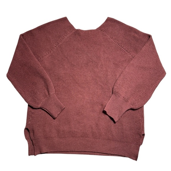 Lulu’s Rust Brown Ribbed Knit V Neck Pullover Sweater Women’s US Large - Picture 8 of 8